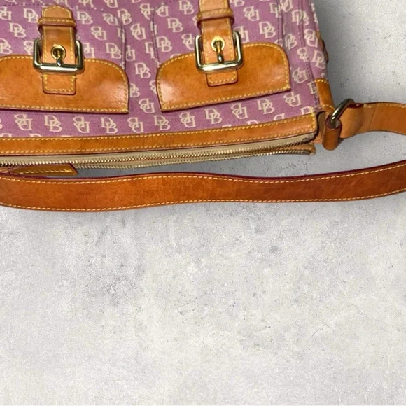 Vintage 2005 Dooney & Bourke Pink and Tan Satchel with Monogram Design - Picture 13 of 15